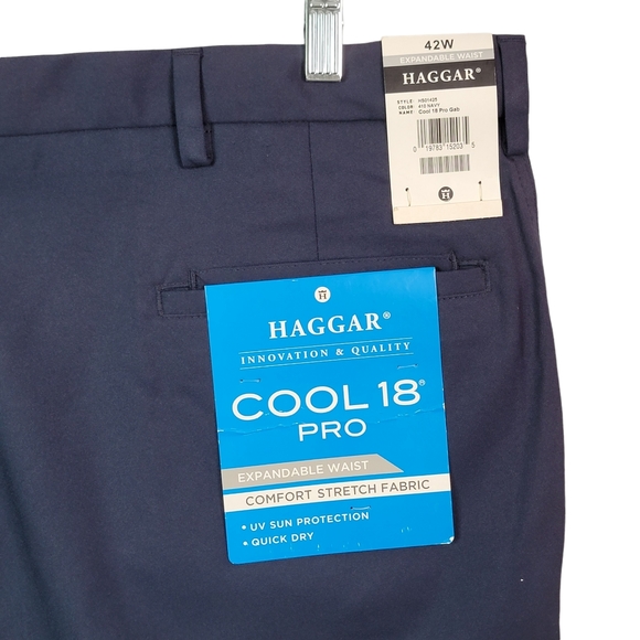 Haggar Cool 18 Pro Expandable Waist Active Outdoor Navy Golf Shorts Men's 42 - Picture 6 of 14